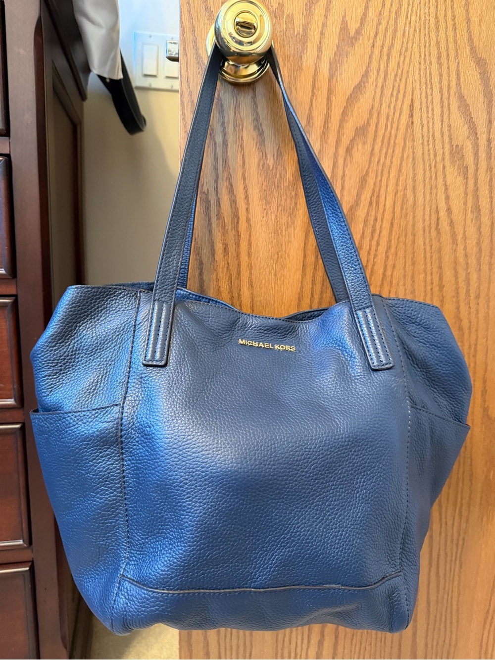 Michael Kors Navy Pebbled Leather Large Tote